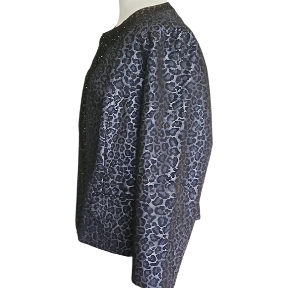 Chico's Animal Print Occasion Jacket with Beaded Trim - Picture 2 of 6